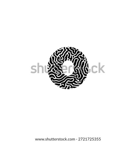 Letter O logo formed by circuit lines and dots. Vector design representing artificial intelligence, neural networks, connectivity, and ethical technology