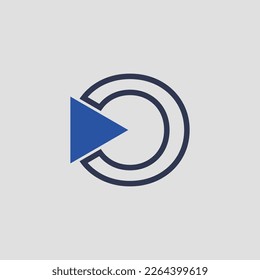 Letter O Logo Geometric Triangle Play button Vector. O logo multimedia and play logo technology and digital connection.