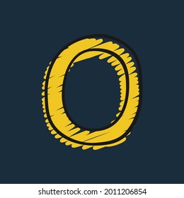 Letter O logo hand-drawn with felt-tip and marker strokes. Perfect to use in any comic strip pages, preschool posters, cute identity, etc.