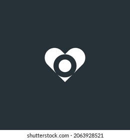 letter O logo with heart design vector elements
