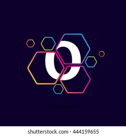 Letter O logo in Hexagon pattern. Colorful vector design for banner, presentation, web page, app icon, card, labels or posters.