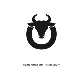 Letter O logo icon with bull design symbol template vector