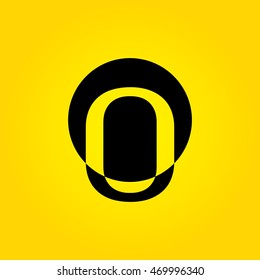 Letter O logo icon sign design template elements, circle shape, black on yellow background