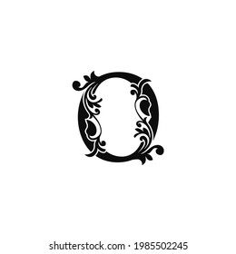 Plantilla de icono del logotipo de la letra O. El diseño de vectores en blanco y negro gira en torno a un elegante estilo decorativo.
