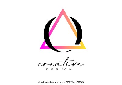 Letter O Logo inside a Triangle with creative Cut Design. Serif Letter Icon Vector Logo illustration.