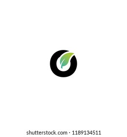 Letter o logo with leaf element, Arbor Day. Ecology concept