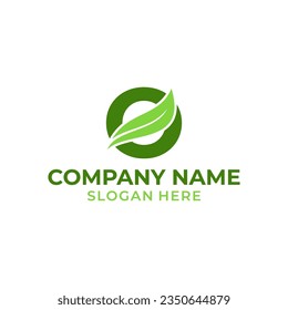 Letter O logo with leaf vector. O leaf logo template, leaf logo initials