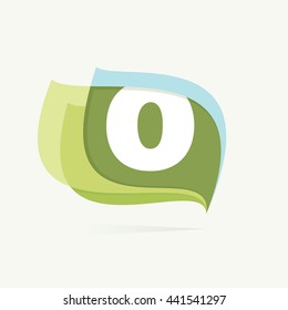 Letter O logo in leaves or flags icon. Colorful vector design for banner, presentation, web page, app icon, card, labels or posters.