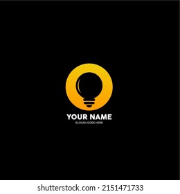 letter O logo and light bulb. vector illustration of letter O with space negative concept lamp