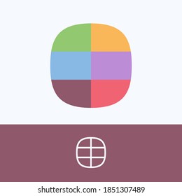 Letter O logo made of block pattern with pretty dim colors. Vector template perfect to use in a cute corporate identity, greeting packaging, wedding posters, clothes design, and others. 