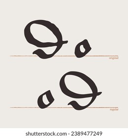 Letter O logo. Medieval script type. Original and regular calligraphy. Middle Ages Gothic set. Vintage blackletter Germanic font for fairytale, Fraktur headline, oldschool header, heraldry manuscript.