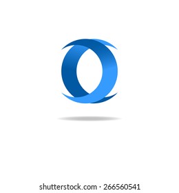 Letter O logo mockup, blue gradient graphic design, arc geometric shape, media icon