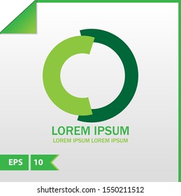 Letter O Logo modern green color for the business, icon or font .  Letter O Design Vector. isolated on the gray gradien background 