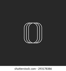 Letter O logo modern monogram emblem mockup, intersection thin line initials OOO loops geometric shape, calligraphic typography design element