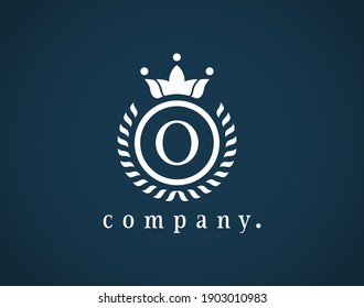 Letter O logo and monogram. Beautiful royal initials letter emblem for a card, badge, label, antique, restaurant, cafe, boutique, hotel, heraldic, jewelry, brand name, identity, product. EPS 10.