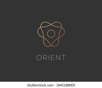 Letter O-Logo-Monogramm, minimales Logo-Identitätskennzeichen. Goldener Farbverlauf-Linien Vektorsymbol für Boutique Spa Hotel.
