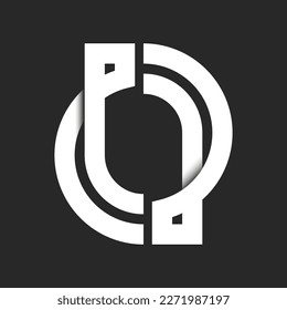 Monograma del logotipo de la letra O, emblema tecnológico de identidad de la intersección de formas ovaladas.