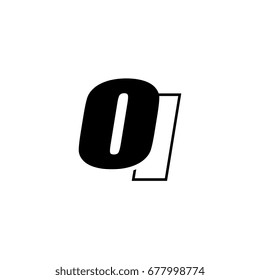 letter O and I logo overlapping black negative