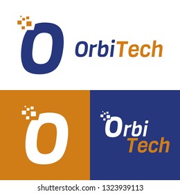letter O logo with pixels elements for multi tech industry purpose