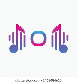 letter O Logo with Pulse music player element. Logo template electronic music, equalizer, dj, nightclub, disco. Audio wave logo concept, Multimedia