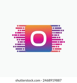 letter O Logo with Pulse music player element. Logo template electronic music, equalizer, dj, nightclub, disco. Audio wave logo concept, Multimedia