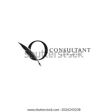 letter O logo and quill
.combination of letter O and vector quill .perfect for logos of legal consultants, lawyers, and more Foto stock © 