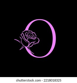 Letter O logo with Rose Flower for beauty and fashion logo. Rose flower in pink color for symbol . vector eps10