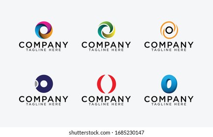 Letter O logo set abstract vector letter O logo set template