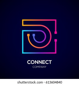 Letter O logo, Square shape, Colorful, Technology and digital abstract dot connection