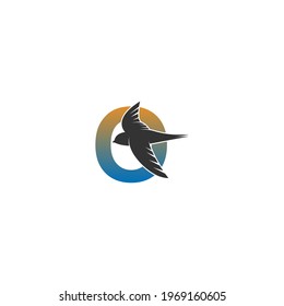 Letter O logo with swift bird icon design vector template