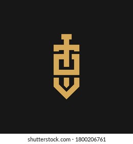 Letter O logo with sword. creative minimal monogram symbol. Universal elegant vector sign design. Premium business logotype. Graphic alphabet symbol for corporate business identity
