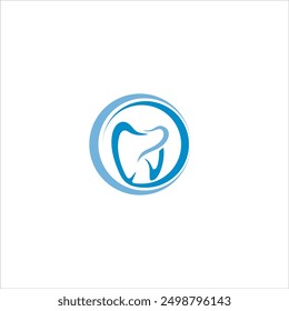 La letra O logo con dientes es azul y tiene un fondo blanco