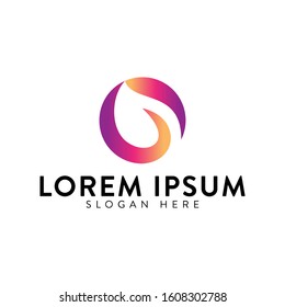 Letter O logo template with beautiful leaf icon. Letter O vector with standard color leaf symbol.