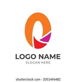 letter O logo template with flat colorful style