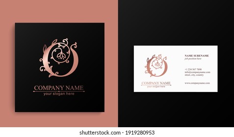 Letter O logo template. Monnogram, delicate floral design. Personal logo. Vector design.