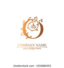 Plantilla de logotipo de la letra O. Monnograma, delicado diseño floral. Logo personal. Diseño de vectores.