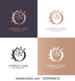 Letter O logo template. Monnogram, delicate floral design. Personal logo. Vector design.
