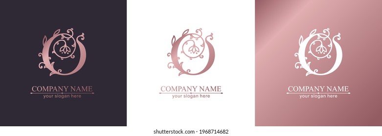 Letter O logo template. Monnogram, delicate floral design. Personal logo. Vector design.