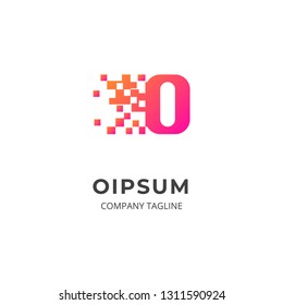 Letter O logo template with soft gradient color. Creative logo with pixel dot design style. Can be use as symbol and icon for your business identity.