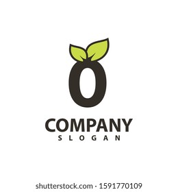 letter o logo template, tree leaf design vector