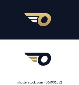 Letter O logo template. Wings design element vector illustration. Corporate branding identity