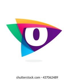 Letter O logo in triangle intersection icon. Multicolor vector alphabet letters for app icon, corporate identity, card, labels or posters.