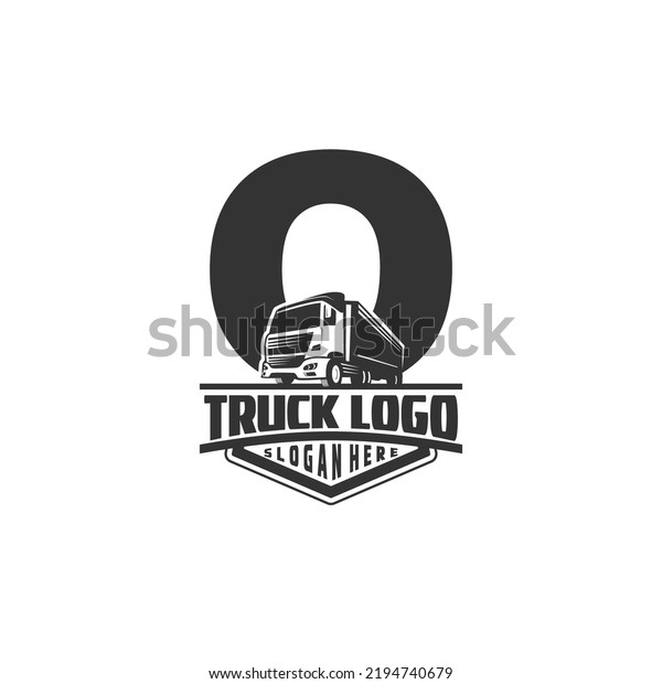 Letter O\
logo with truck illustration for your\
brand