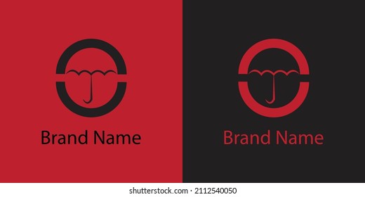 letter o logo and umbrella for a brand