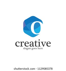 Letter O logo vector. Modern stylized colorful hexagon logo alphabet.