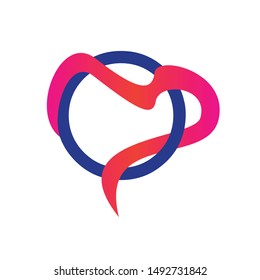 Letter o logo vector with ribbon design