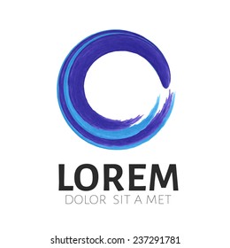 Letter O logo vector  template. Blue round emblem symbol. Circle Icon design elements