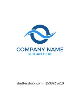 Letter O logo vector. Letter O with wave template for logo. Beach outdoor recreation