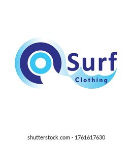 letter O logo with wave for surfing shop 