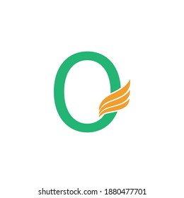 Letter O logo with wing icon design concept illustration
